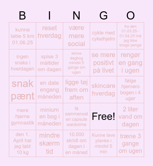 My year Bingo cart Bingo Card