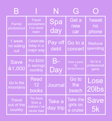 2025 vision board Bingo Card