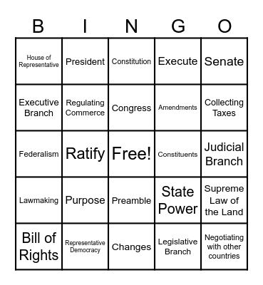 Constitution Bingo Card