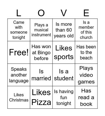 My New Friends Bingo Card