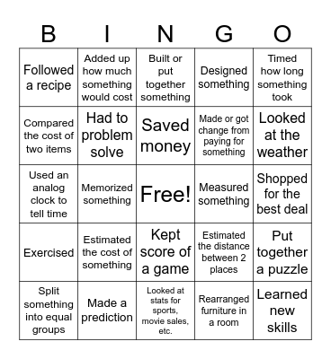 Winter Break Bingo Card