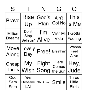 SINGO! New Years Wish Edition Bingo Card
