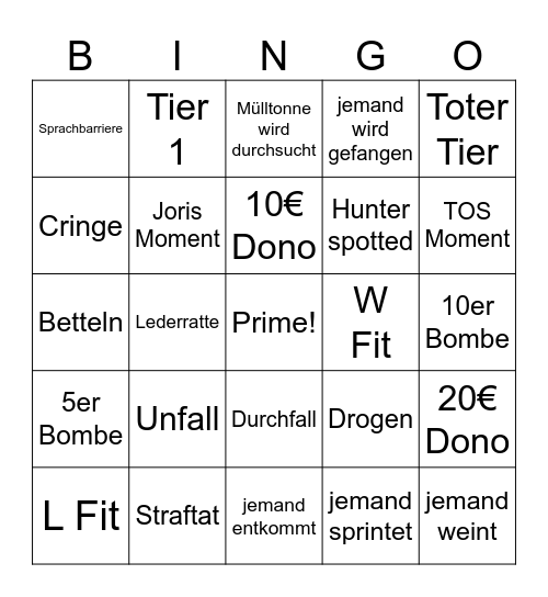 Manhunt Filow Bingo Card