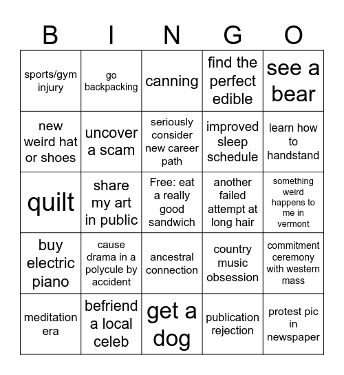 Ari's 2025 Bingo Card