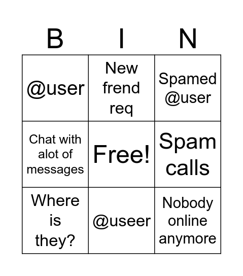 BAcxk on dizzy from a while Bingo Card