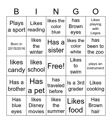 All about me Bingo ! Bingo Card