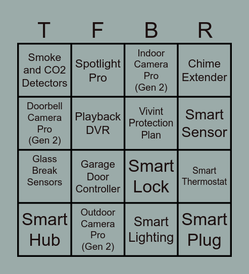 TFBR Bingo Card