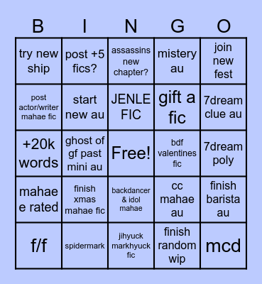 ficfic Bingo Card