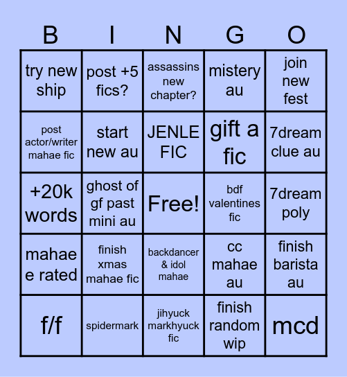 ficfic Bingo Card