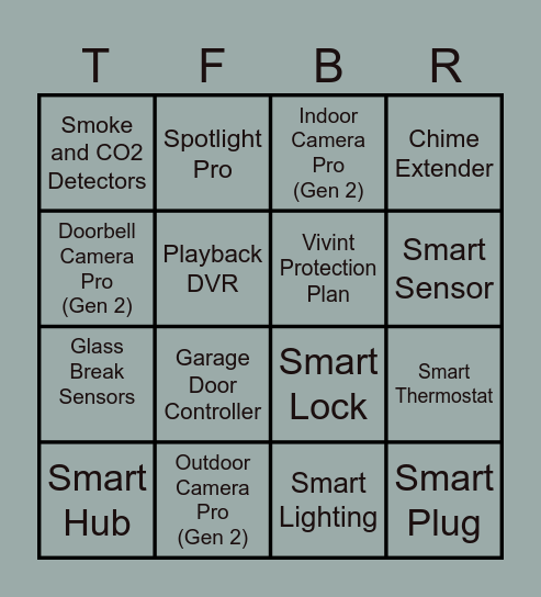 TFBR Bingo Card