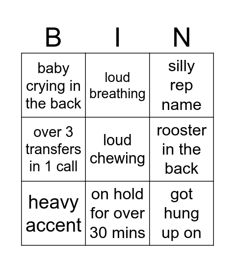 re auth bingo Card