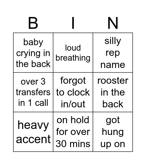 re auth bingo Card