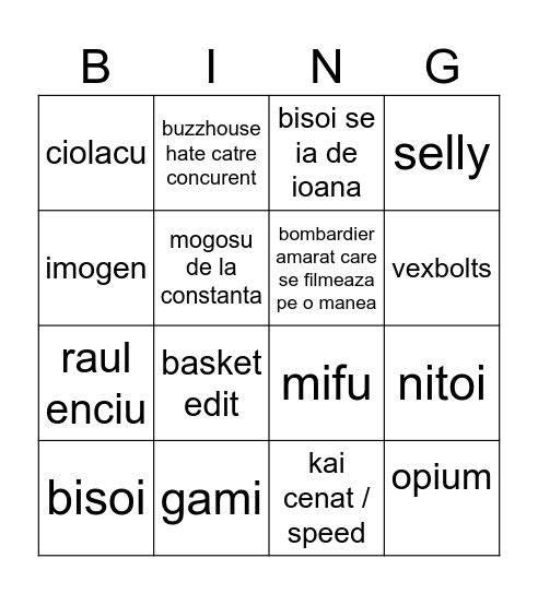 tiktok Bingo Card