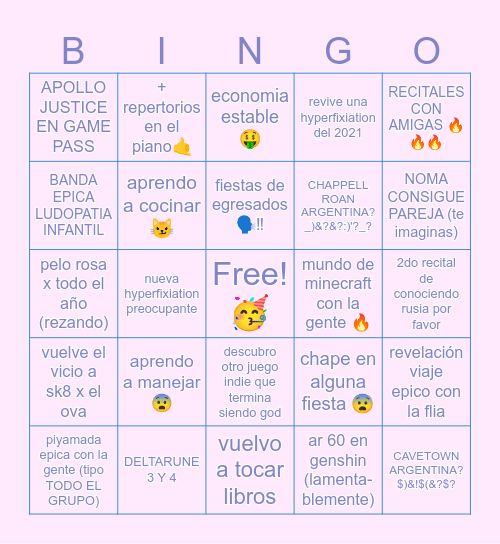 2025 (predicciones y deseos y cosas random) 🥳🥳 Bingo Card