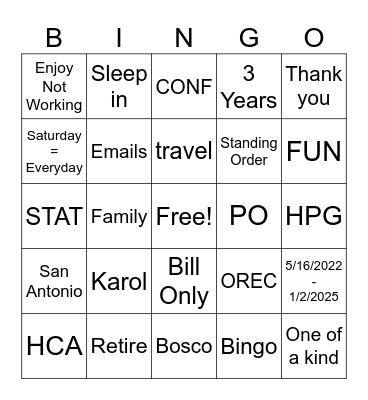 GOOD BYE! Bingo Card