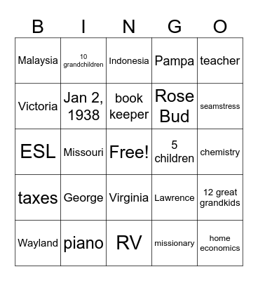 HAPPY BIRTHDAY GRAMMY! Bingo Card