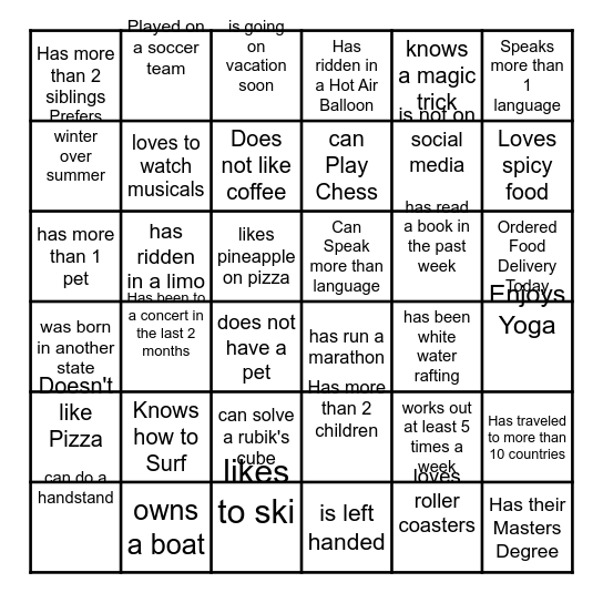 Fun at Work Day Bingo Card