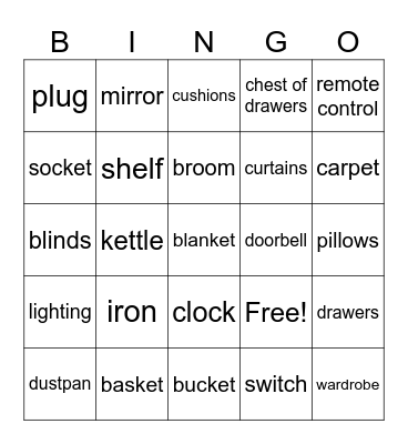 Household Objects I Bingo Card