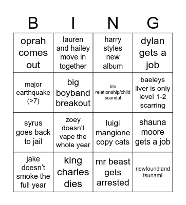2025 Bingo Card