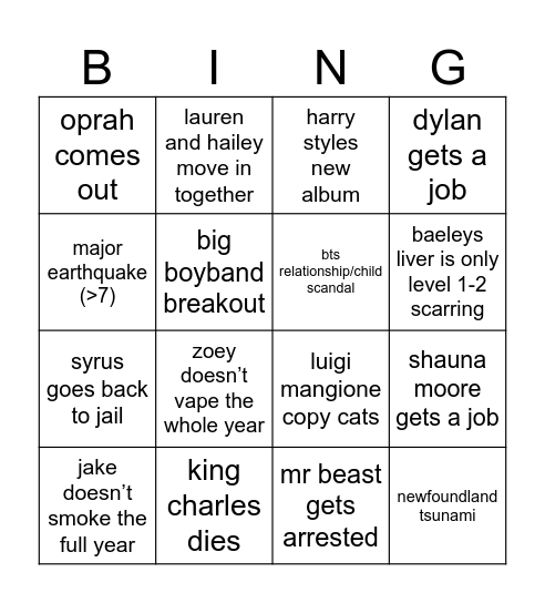 2025 Bingo Card