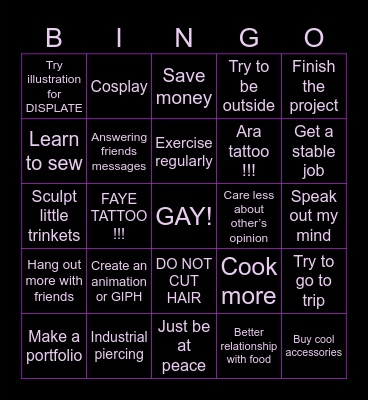 GOTH 2025 Bingo Card