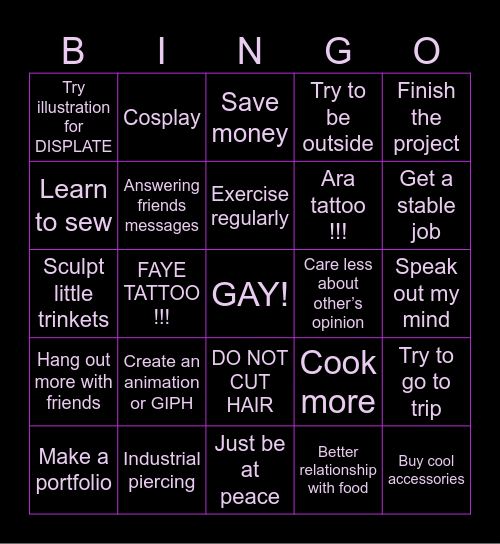 GOTH 2025 Bingo Card