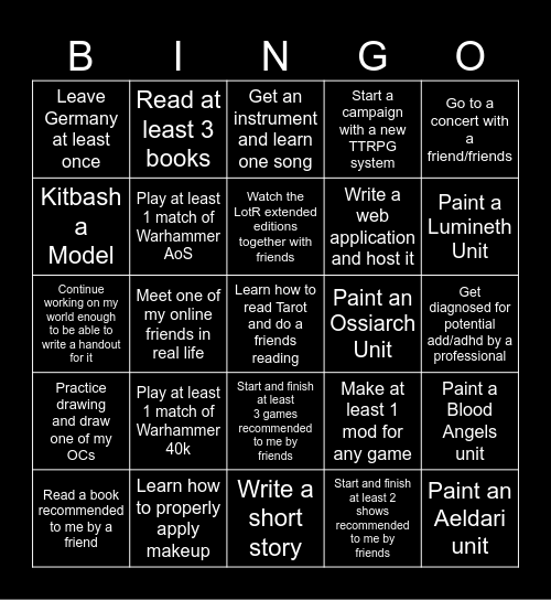 2025 Bingo Card