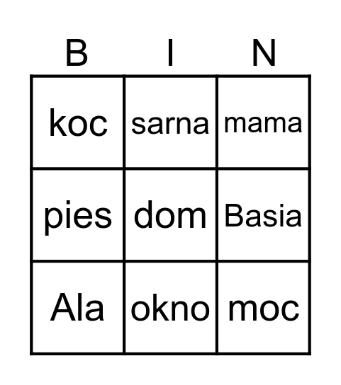 BINGO Card