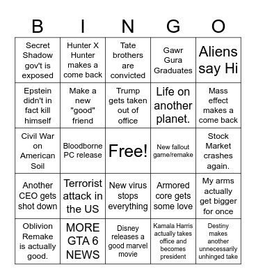 2025 Bingo Card
