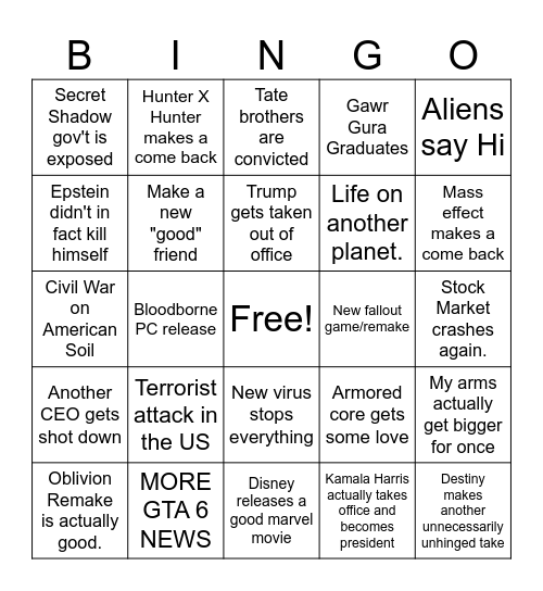 2025 Bingo Card