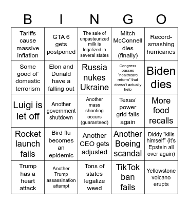 2025 Bingo Card