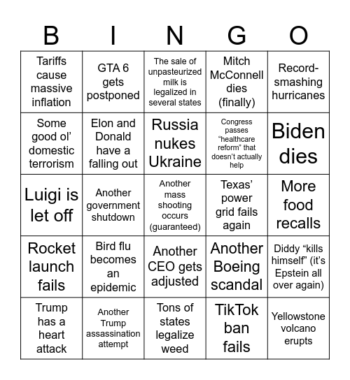 2025 Bingo Card