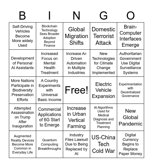 Shannon's 2025 Bingo Card Bingo Card