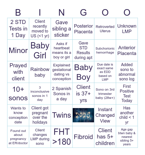 SONOGO Bingo Card