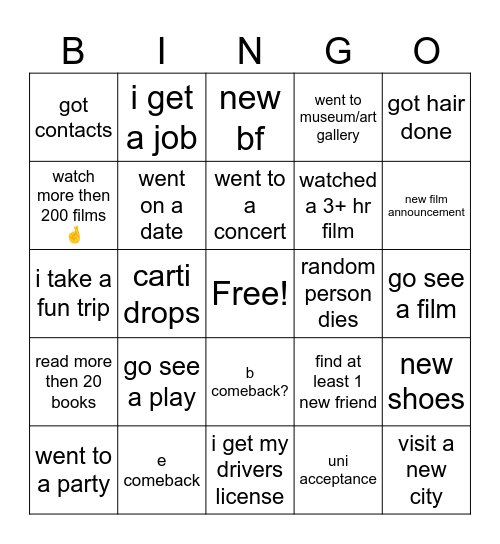 2025 Bingo Card