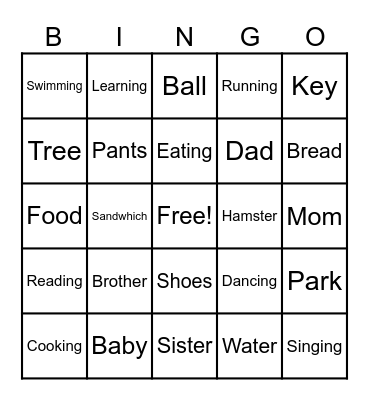 English Course Bingo Card