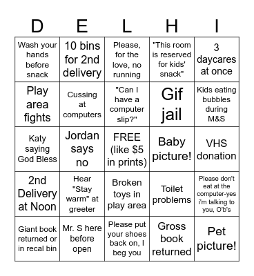 Library Bingo Card
