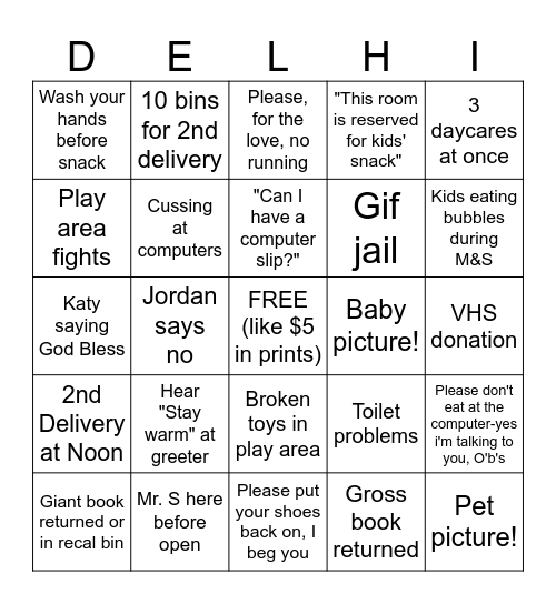 Library Bingo Card