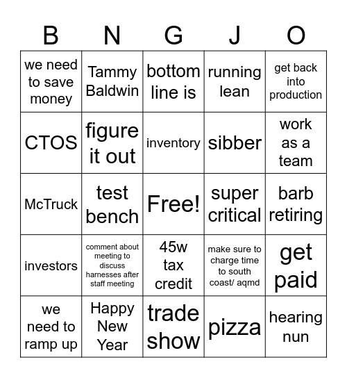 2025 Edition 1 Bingo Card