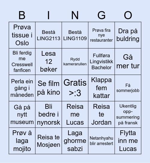 2025 Bingo Card