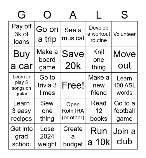 2025 Bingo Card