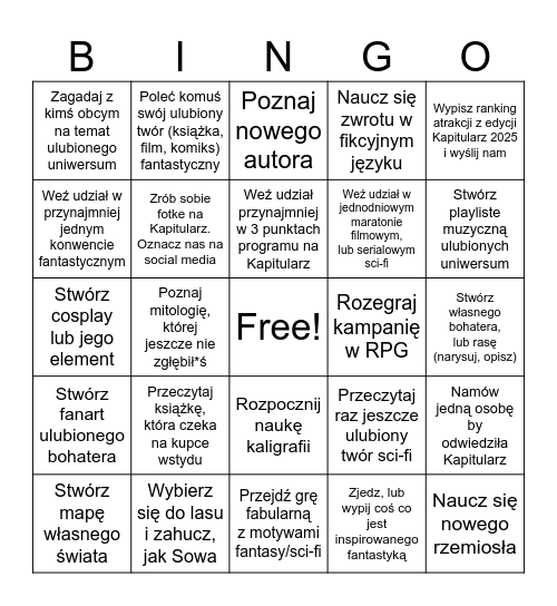 2025 Bingo Card