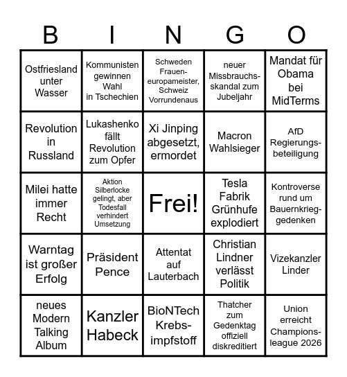 Bingo Card 2025 - The Grand Year Bingo Card