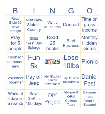 2025 Vision Bingo Card