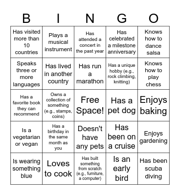 HRTA Human Bingo Card
