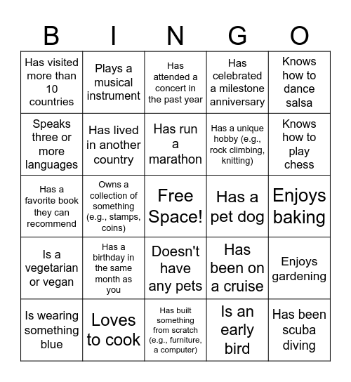 HRTA Human Bingo Card