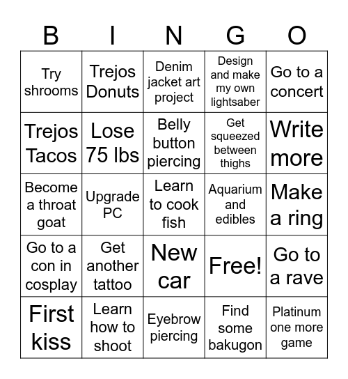 2025 Goalz Bingo Card