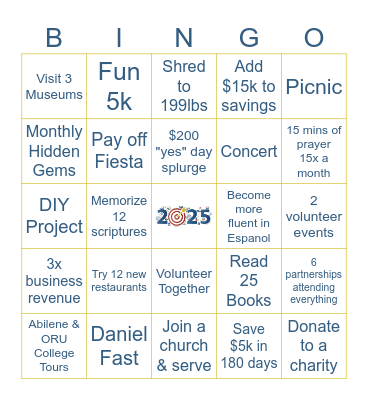 2025 Vision Bingo Card