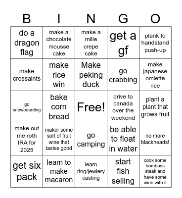 xifang 2025 Bingo Card