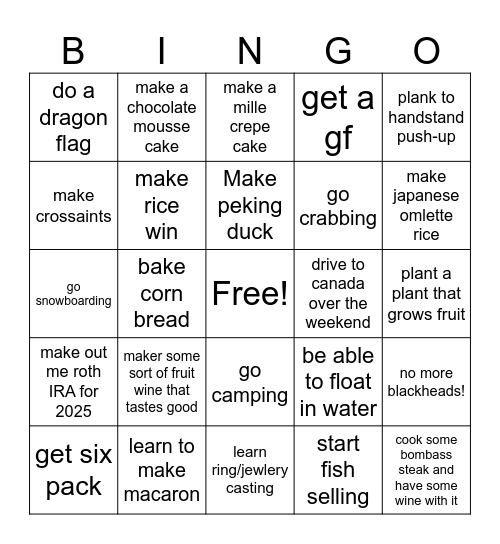 xifang 2025 Bingo Card